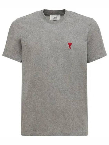 Paris Coeur Heart Logo Classic Short Sleeve T Shirt Gray - AMI - BALAAN 1