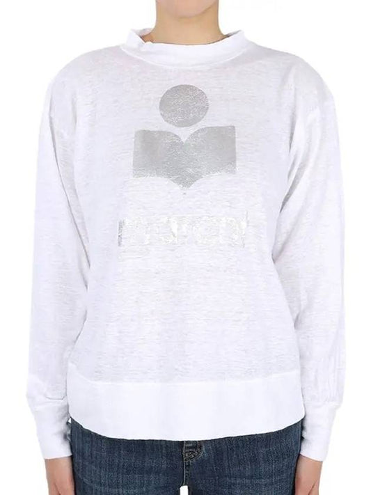 Klowia Logo Print Linen Sweatshirt White - ISABEL MARANT - BALAAN 2