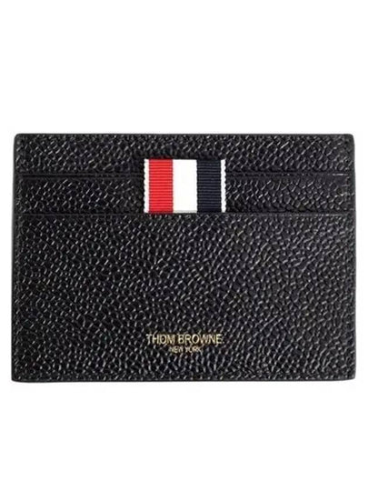 Pebble Grain Leather Stripe Single Card Wallet Green - THOM BROWNE - BALAAN 2