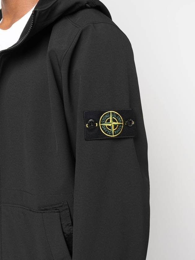 Men's Wappen Patch Softshell Zip Up Hoodie Black - STONE ISLAND - BALAAN 7