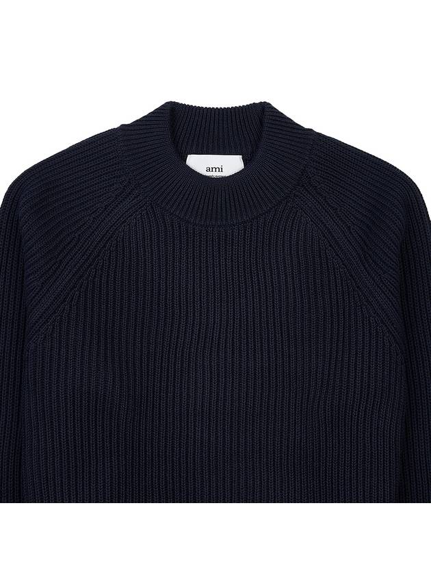 Logo Patch Basic Knit Top Navy - AMI - BALAAN 4