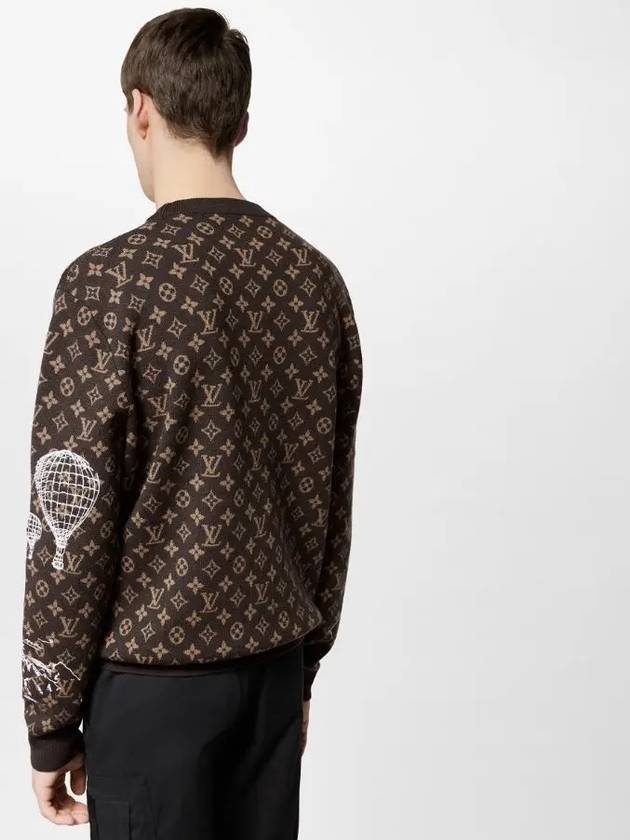 Monogram Embroidered Wool Crew Neck Knit Top Dark Brown - LOUIS VUITTON - BALAAN 9