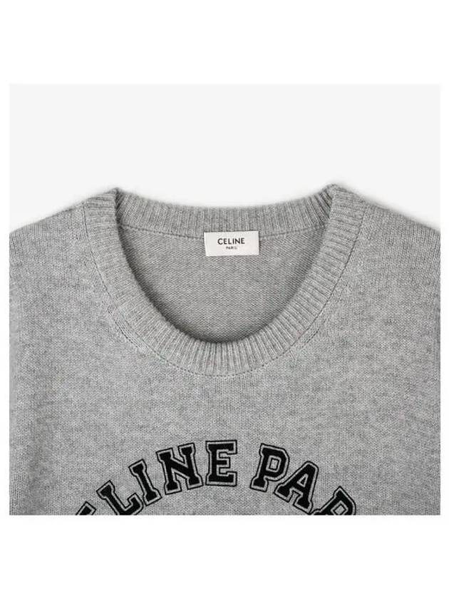 University Logo Cashmere Knit Top Grey - CELINE - BALAAN 4