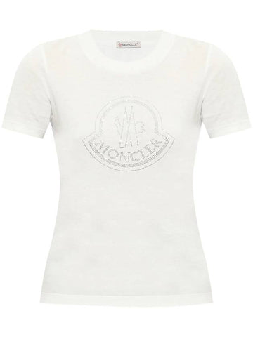 logo-beaded cotton T-shirt - MONCLER - BALAAN 1