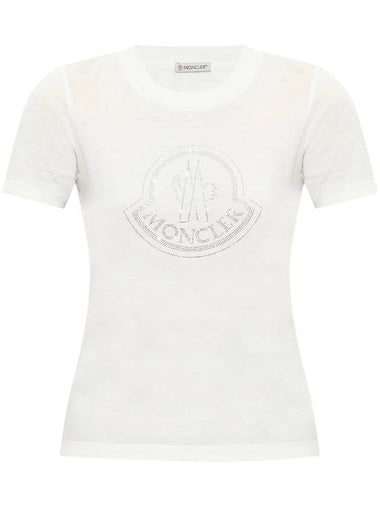 logo-beaded cotton T-shirt - MONCLER - BALAAN 1