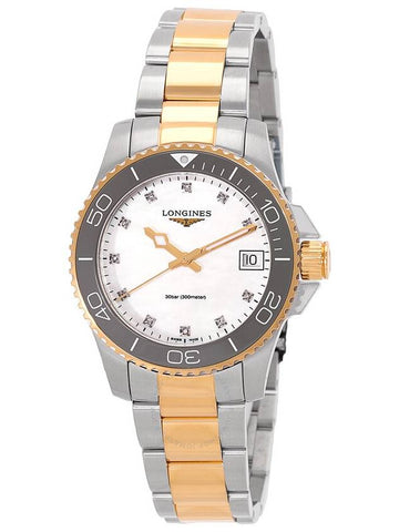 Longines Hydroconquest Quartz Diamond White Mother of Pearl Dial Ladies Watch L3.370.3.87.6 - LONGINES - BALAAN 1