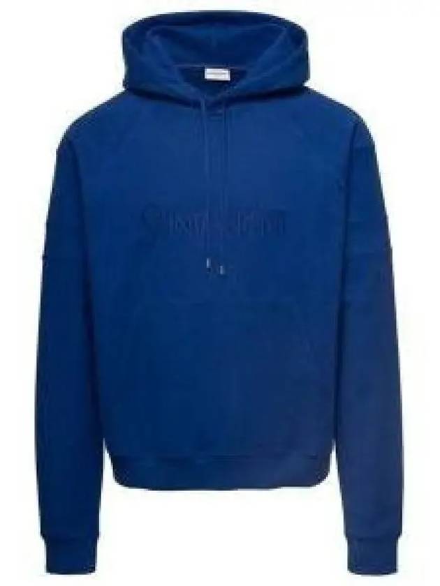 Embroidered Logo Hoodie Blue - SAINT LAURENT - BALAAN 2