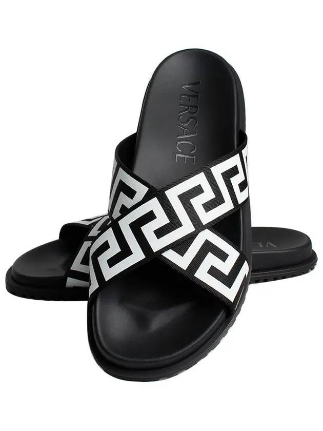 Greca Cross Band Slippers Black - VERSACE - BALAAN 8