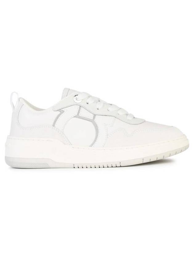 Gancini Leather Low Top Sneakers White - SALVATORE FERRAGAMO - BALAAN 2