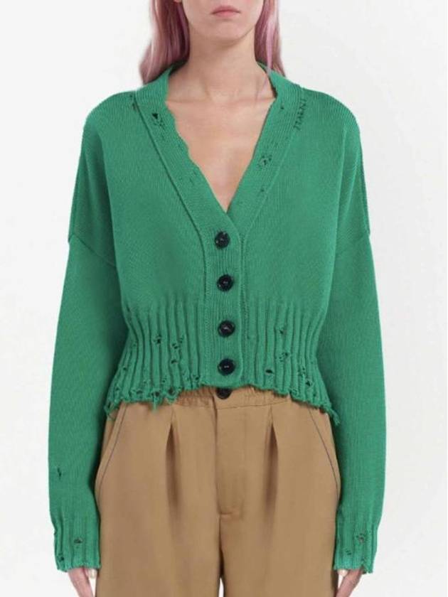 Cotton Crop Cardigan Green - MARNI - BALAAN 4