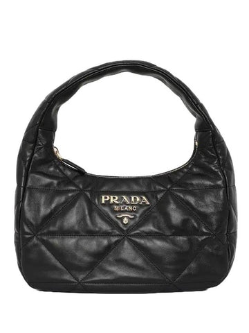 Logo Quilted Leather Shoulder Bag Black - PRADA - BALAAN 1