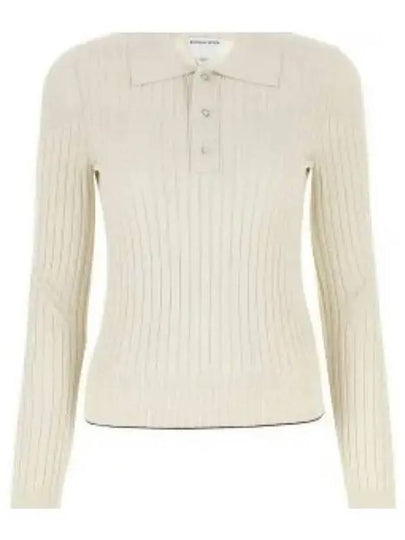 Ribbed Cotton Polo Shirt Bone - BOTTEGA VENETA - BALAAN 2