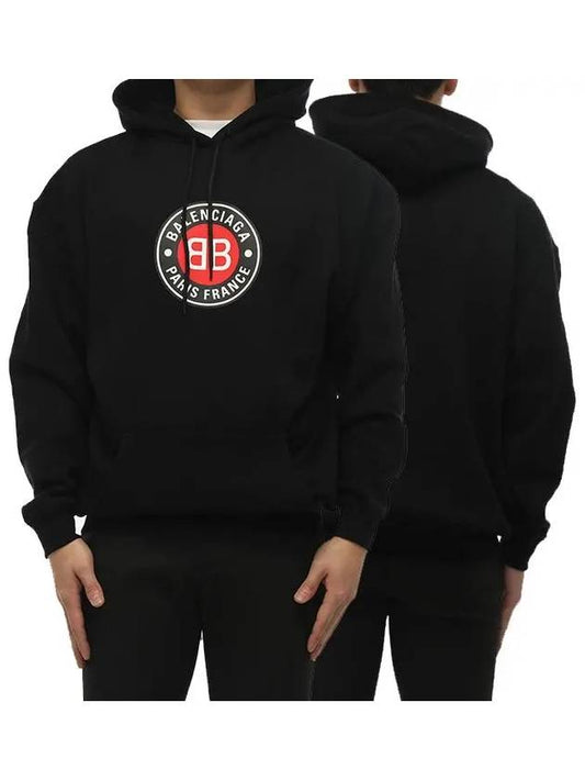 BB Logo Round Print Hoodie Black - BALENCIAGA - BALAAN 2