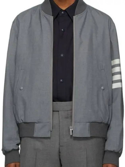 Diagonal Striped Knit Rib Blouson Bomber Jacket Grey - THOM BROWNE - BALAAN 2