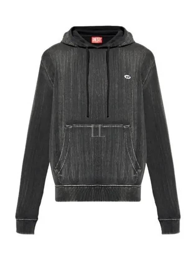 Logo Patch Drawstring Hoodie Black - DIESEL - BALAAN 2