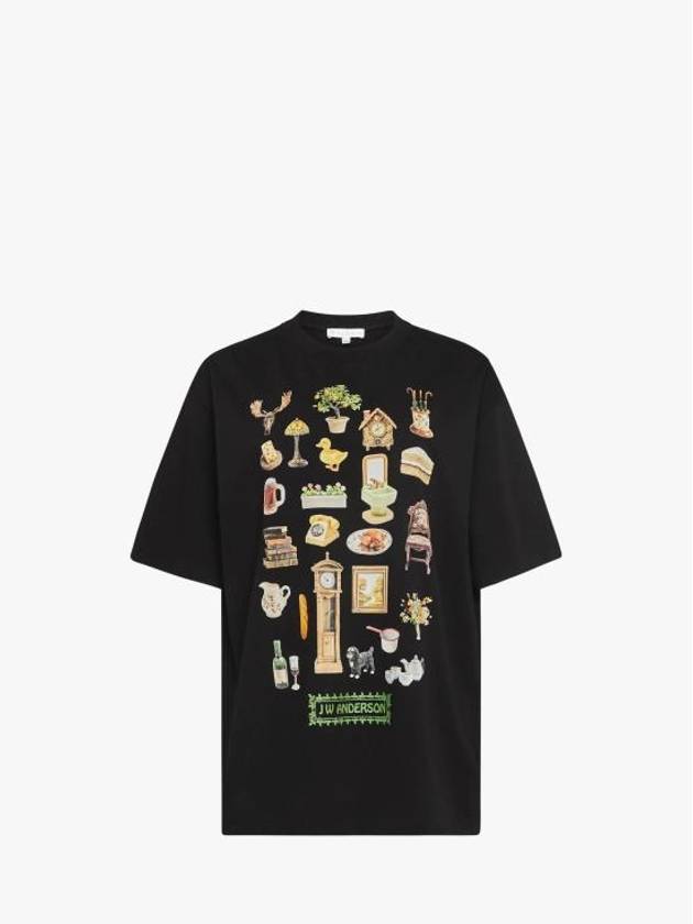 Diorama Printed  Short Sleeve T-Shirt Black - JW ANDERSON - BALAAN 1