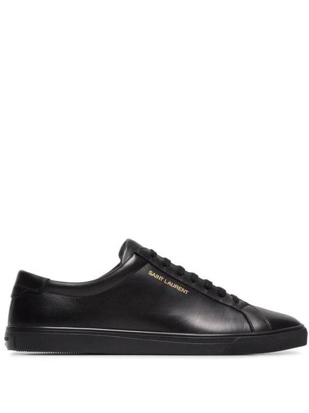 Andy Embossed Logo Leather Low Top Sneakers Black - SAINT LAURENT - BALAAN 2