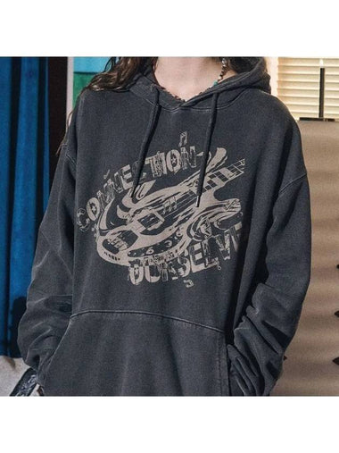 Women's Connection Rhythm Pigment Hooded Top Smoke Black - CPGN STUDIO - BALAAN 1