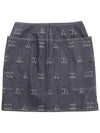 Logo Pattern Denim Cotton H-Line Skirt Navy - MAX MARA - BALAAN 3