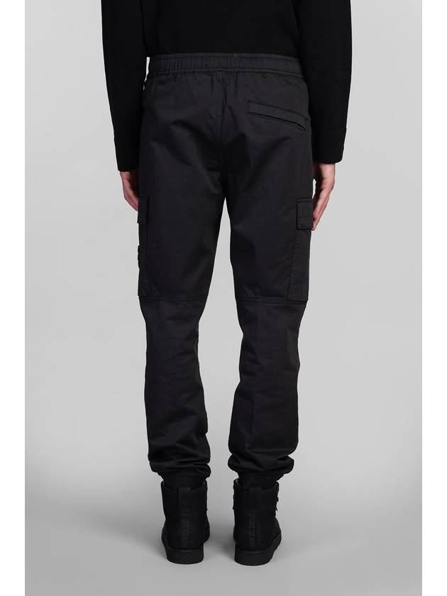 Stretch Cotton Wool Satin Straight Pants Black - STONE ISLAND - BALAAN 3