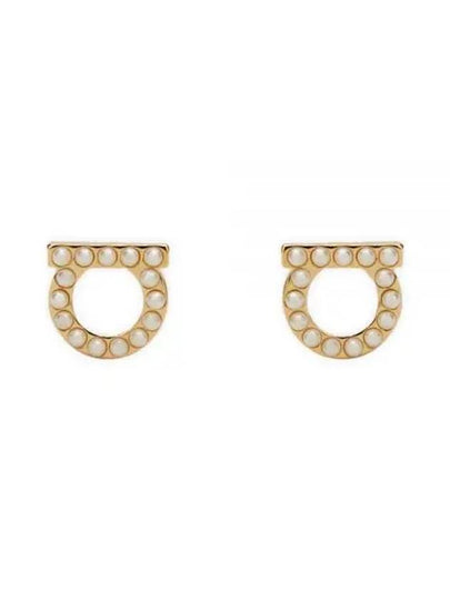 Gancini Pearl Earrings Gold - SALVATORE FERRAGAMO - BALAAN 2