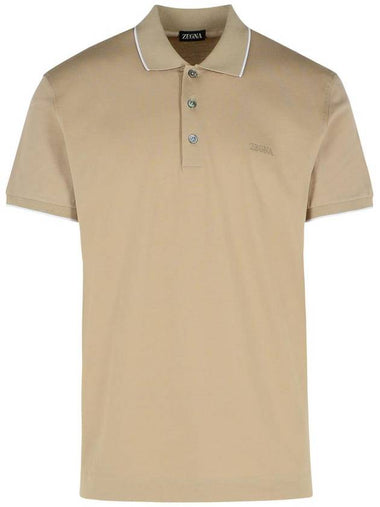 Zegna Beige Cotton Polo Shirt - ERMENEGILDO ZEGNA - BALAAN 1