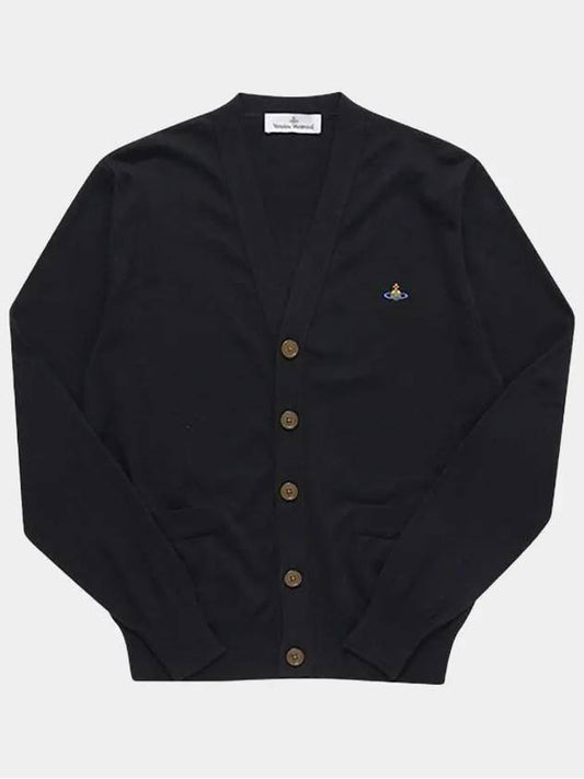 ORB Logo V-Neck Cardigan Black - VIVIENNE WESTWOOD - BALAAN 2