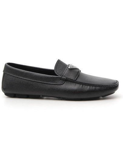 Triangle Logo Saffiano Driving Loafers Black - PRADA - BALAAN 2