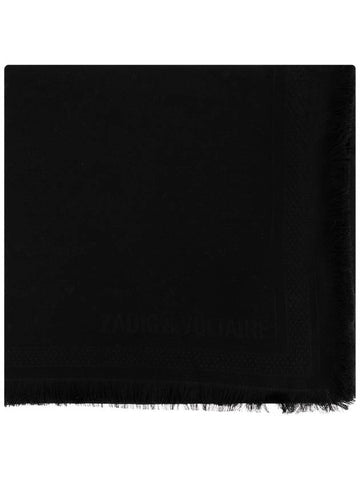 Zadig & Voltaire Scarf With Monogram ‘Glenn’, Women's, Black - ZADIG & VOLTAIRE - BALAAN 1