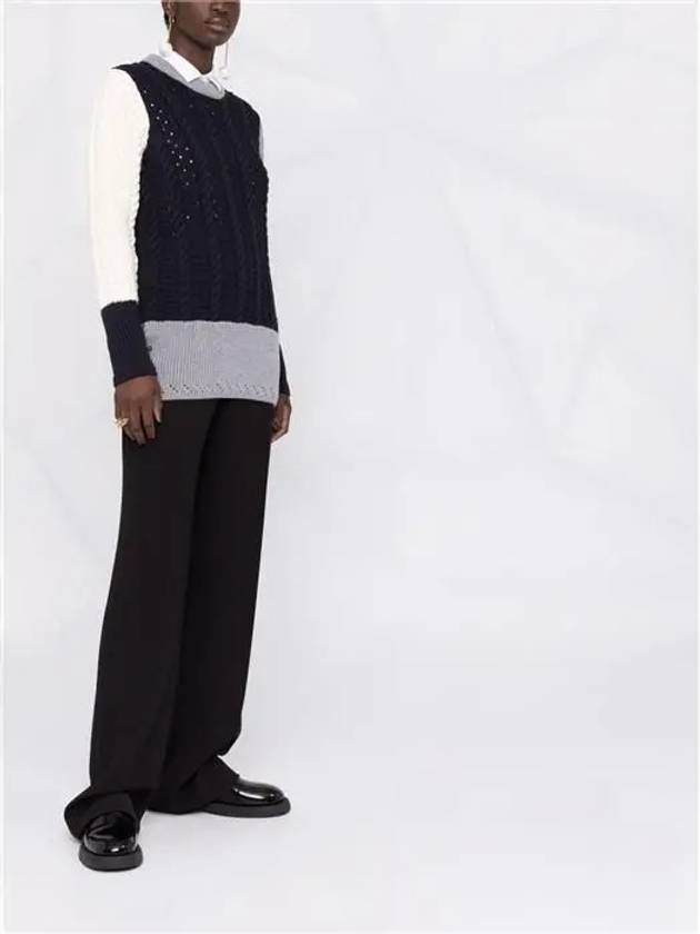 4 Bar Fun Mix Pointel Cable Wool Knit Top - THOM BROWNE - BALAAN 5