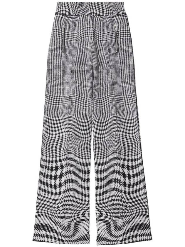 Warped Houndstooth Wool Blend Straight Pants Monochrome - BURBERRY - BALAAN 1