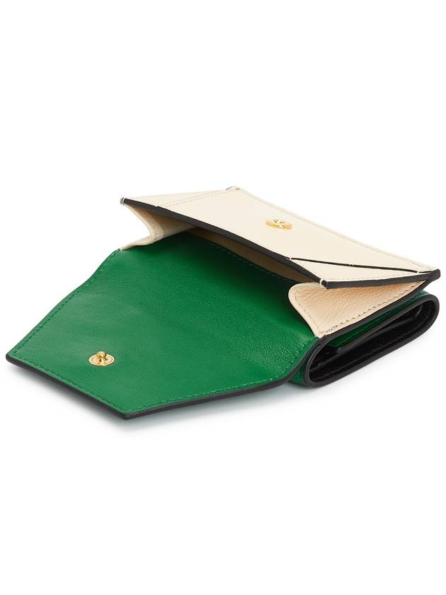 Logo Leather Half Wallet Green - MARNI - BALAAN 5