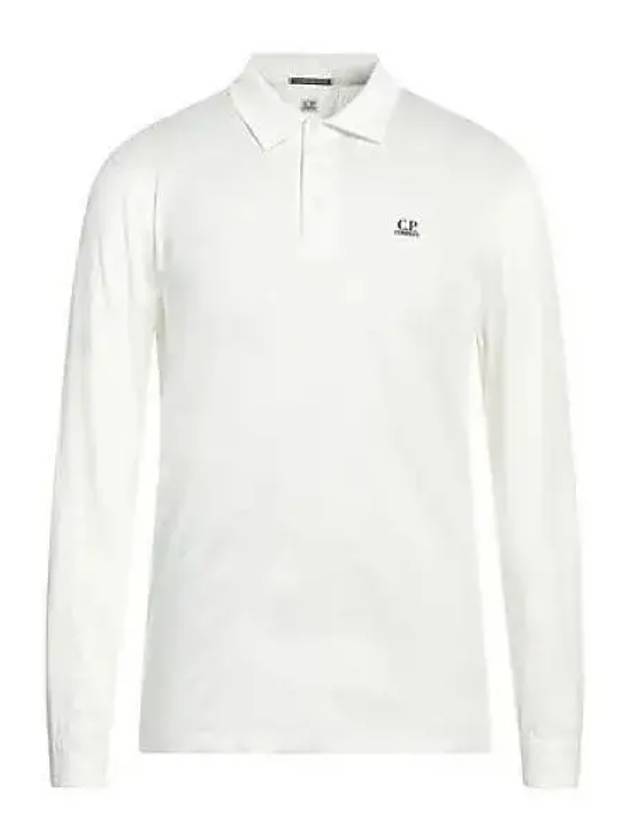 Logo Print Long Sleeve Polo Shirt White - CP COMPANY - BALAAN 2