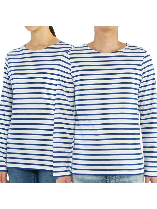 Minquiers Modern Stripe Long Sleeve T-Shirt White Blue - SAINT JAMES - BALAAN 2