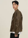 Overfit Leather MA1 Jacket Brown - EXCONTAINER - BALAAN 3