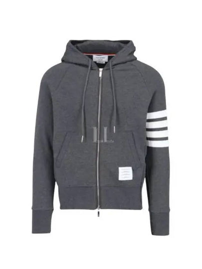 Engineered 4 Bar Diagonal Zip Up Hoodie Dark Grey - THOM BROWNE - BALAAN 2