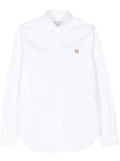 Fox Head Embroidery Long Sleeve Shirt White - MAISON KITSUNE - BALAAN 2