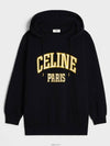 Logo Print Cotton Fleece Oversized Hoodie Black - CELINE - BALAAN 2