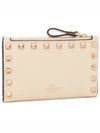 Rockstud Flap Leather Card Wallet Ivory - VALENTINO - BALAAN 1