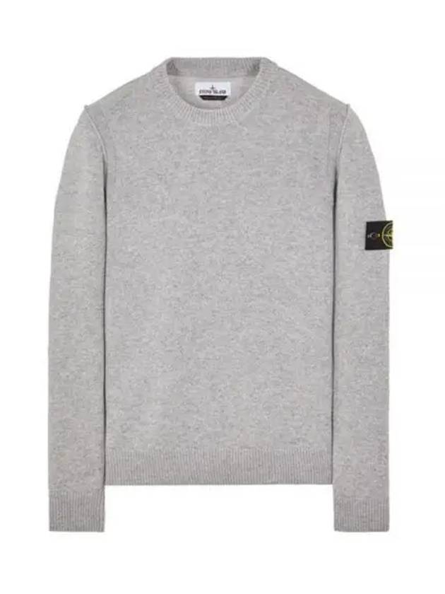 Logo Patch Crew Neck Wool Knit Top Grey Melange - STONE ISLAND - BALAAN 2