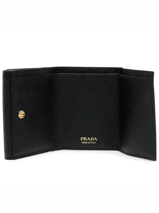 Women's Triangle Logo Saffiano Compact Half Wallet Black - PRADA - BALAAN 4