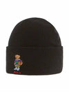 Active Bear Embroidery Beanie Black - POLO RALPH LAUREN - BALAAN 1