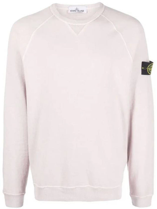 Garment Dyed Malfile Fleece Crewneck Sweatshirt Light Pink - STONE ISLAND - BALAAN 2