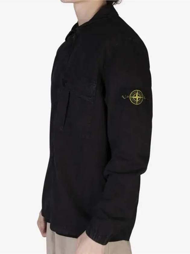 Old Treatment Garment Dyed Overshirt Jacket Black - STONE ISLAND - BALAAN 5