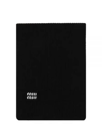 Intarsia Logo Wool Cashmere Muffler Black - MIU MIU - BALAAN 2