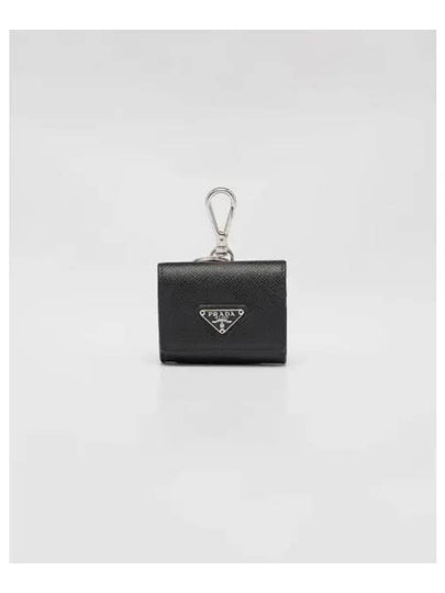 Triangle Logo Saffiano Headphone Case Black - PRADA - BALAAN 2