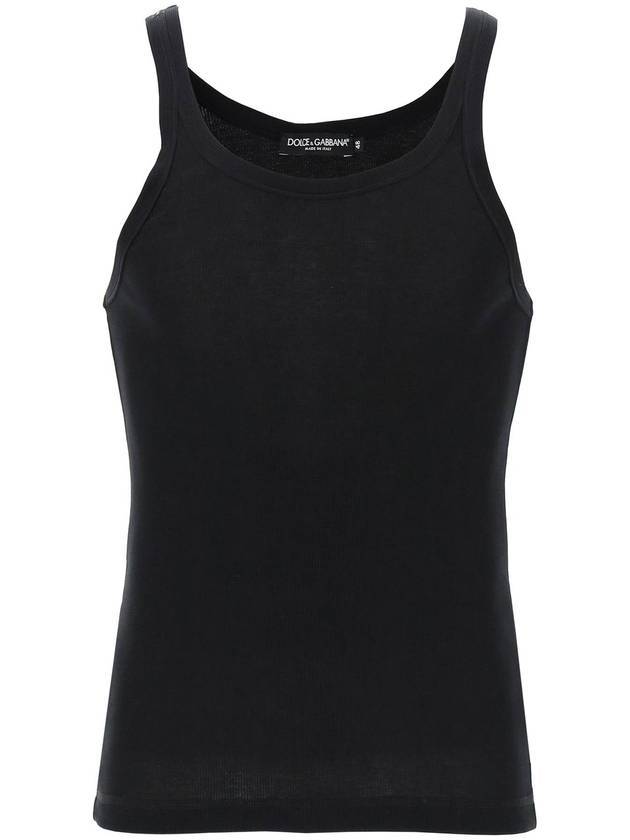 Ribbed Knit Tank Sleeveless Black - DOLCE&GABBANA - BALAAN 1