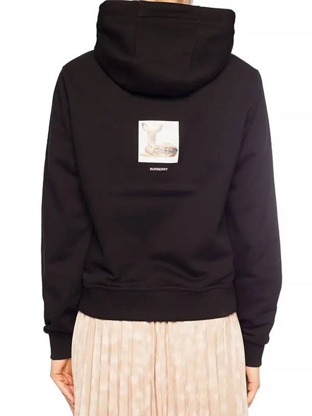 Deer Print Hooded Top Black - BURBERRY - BALAAN.