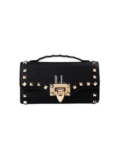 Women's Rockstud Chain Wallet Shoulder Bag Black - VALENTINO - BALAAN 2