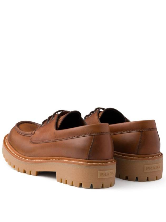 Logo Leather Loafers Cognac - PRADA - BALAAN 4